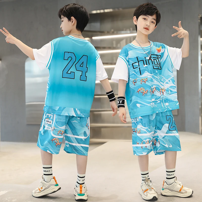 男童夏款套装2025新款中大童夏季儿童运动服男孩薄款球服两件套潮