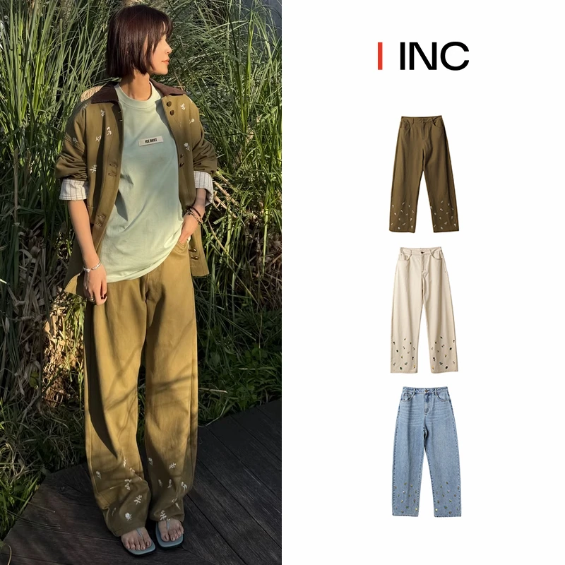 ICE DUST 25SS花卉茧型牛仔裤 春夏新款多色宽松休闲长裤 IINC