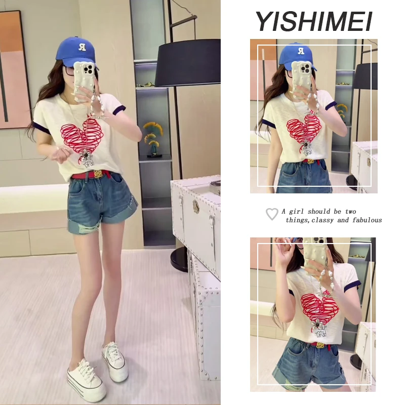 时尚减龄短袖上衣休闲百搭短裤两件套夏季穿搭一整套女2025新款