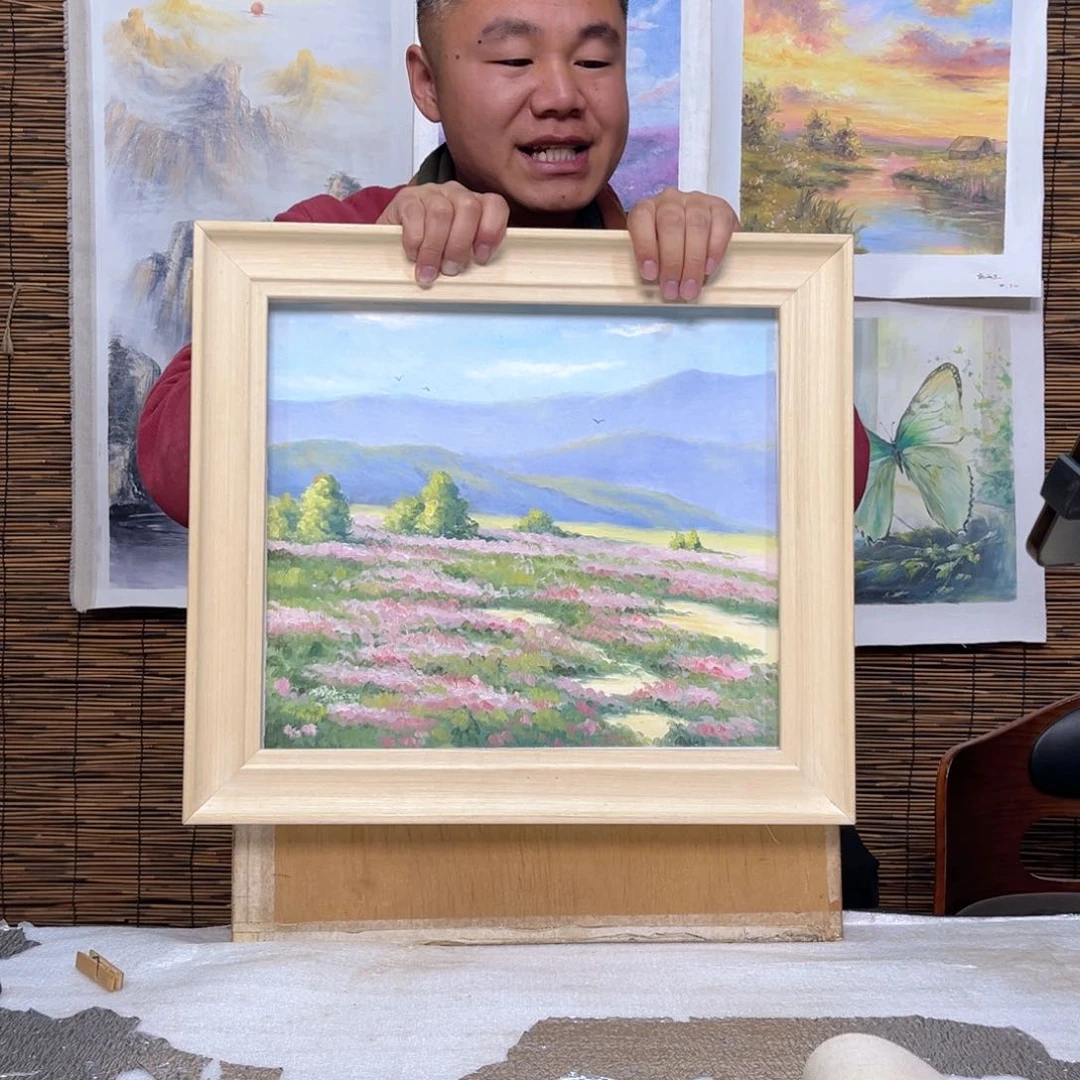 油画行路人小院绘画作品竞拍