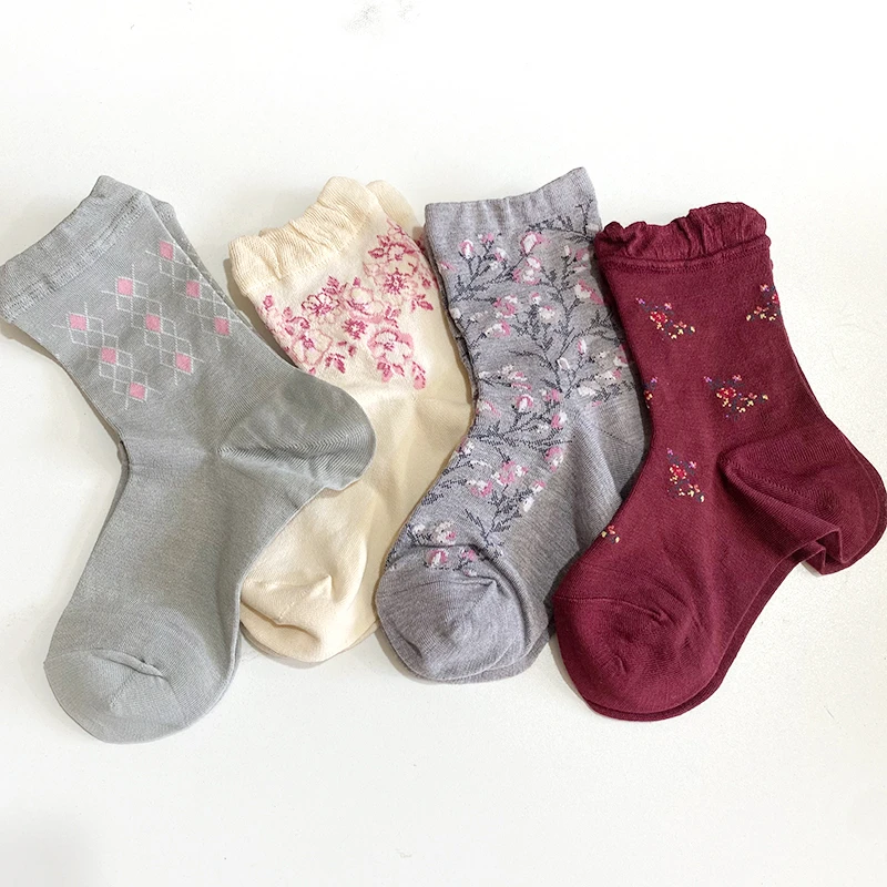 【春天里】日单松口舒适春夏直角女袜棉袜中筒袜基础百搭袜子