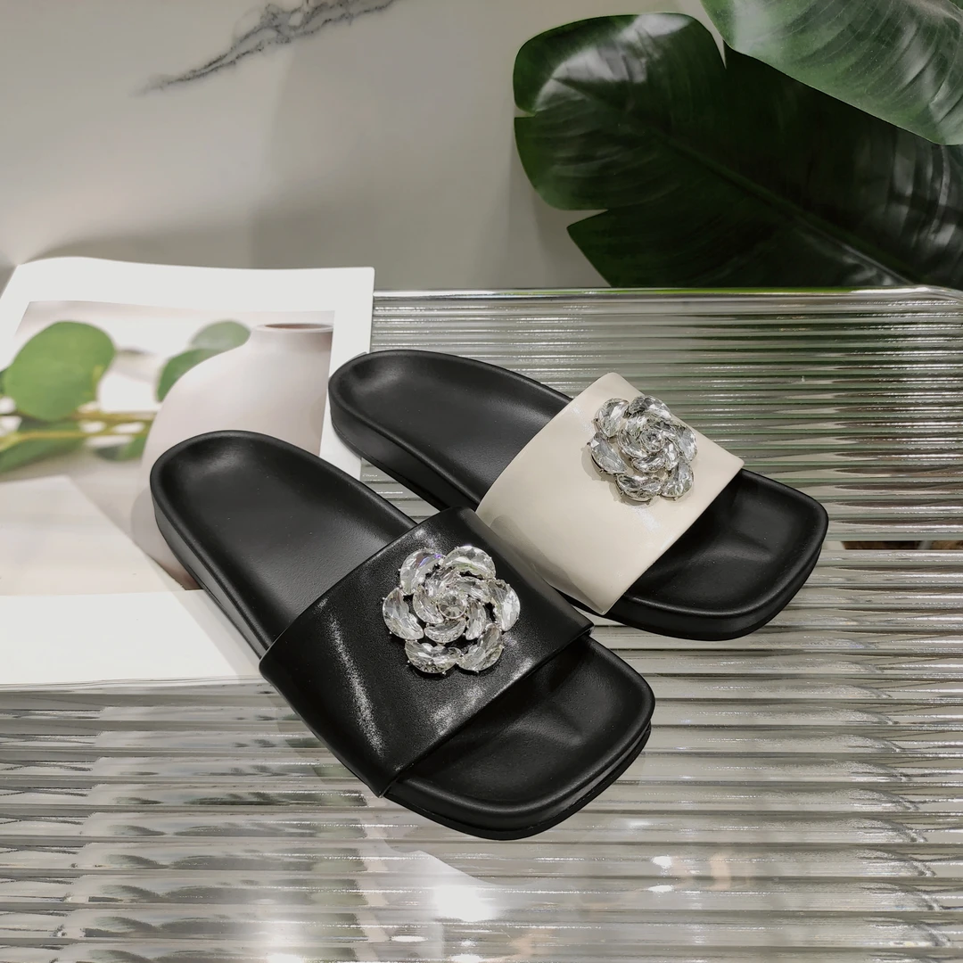 法式水钻新款夏季外穿露趾一字拖鞋8808(水钻拖鞋)