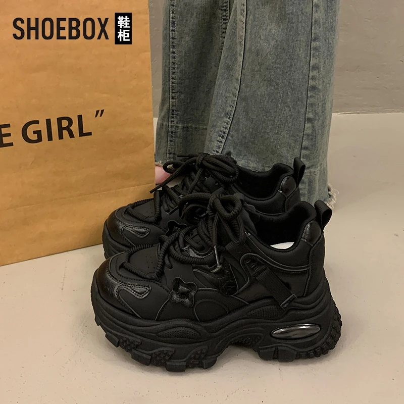 SHOEBOX鞋柜欧货厚底松糕老爹鞋女小个子2025超火冬季运动休闲鞋