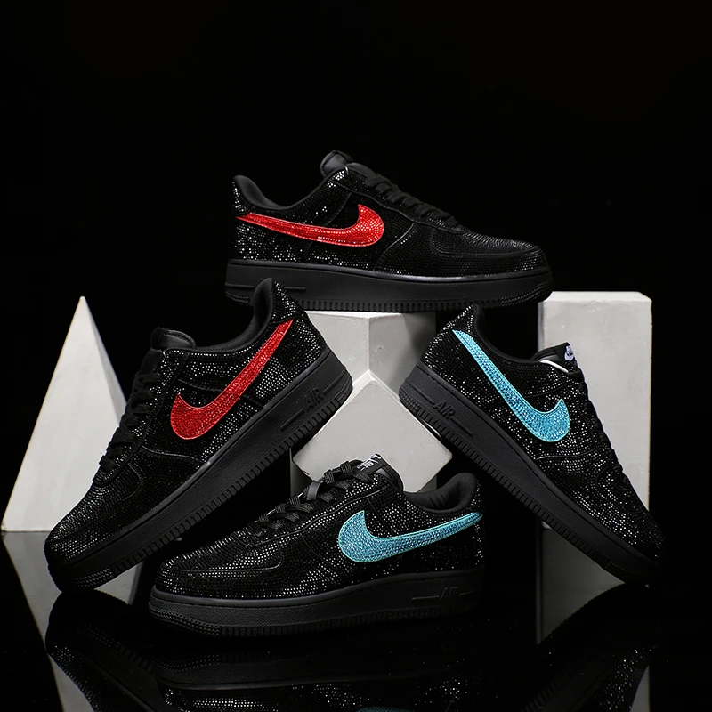 NIKE/耐克空军一号低帮黑武士满钻蒂芙尼男女潮流板鞋【定制球鞋】