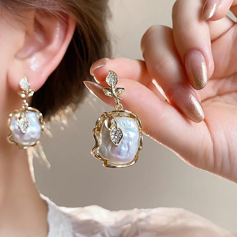 银针 小树叶巴洛克耳钉 大气高级 8063