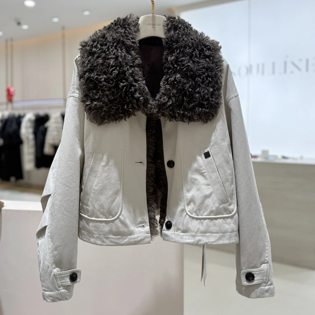 25476568【柚盐】冬季拼接设计短款羽绒服休闲百搭时尚外套设计师款