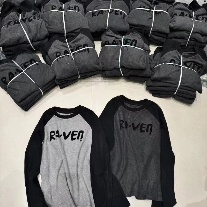 『雨美 Show』91689时尚百搭字母磨毛T