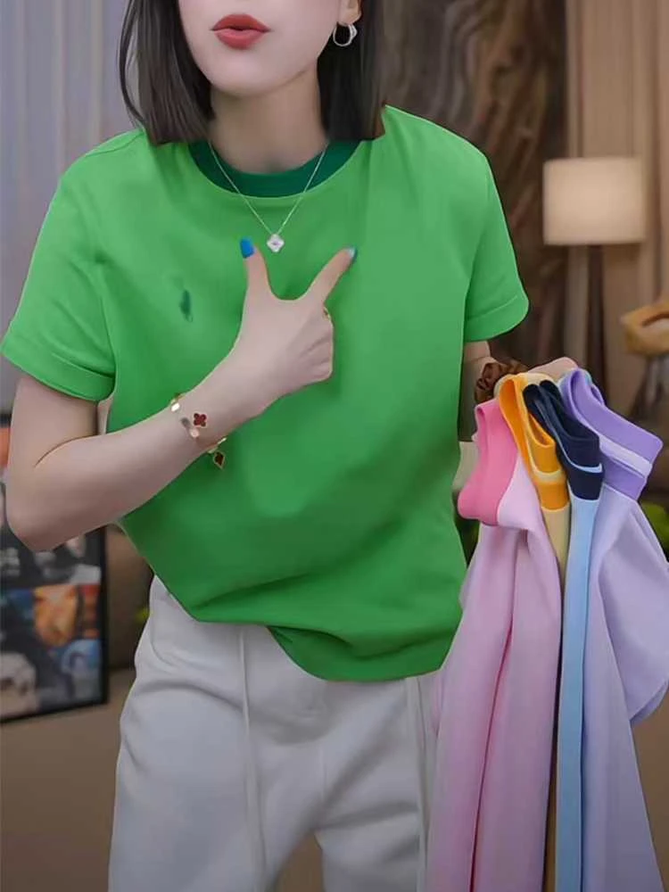 纯棉大码欧货潮牌刺绣短袖t恤女春夏2025新款宽松显瘦时尚上衣女