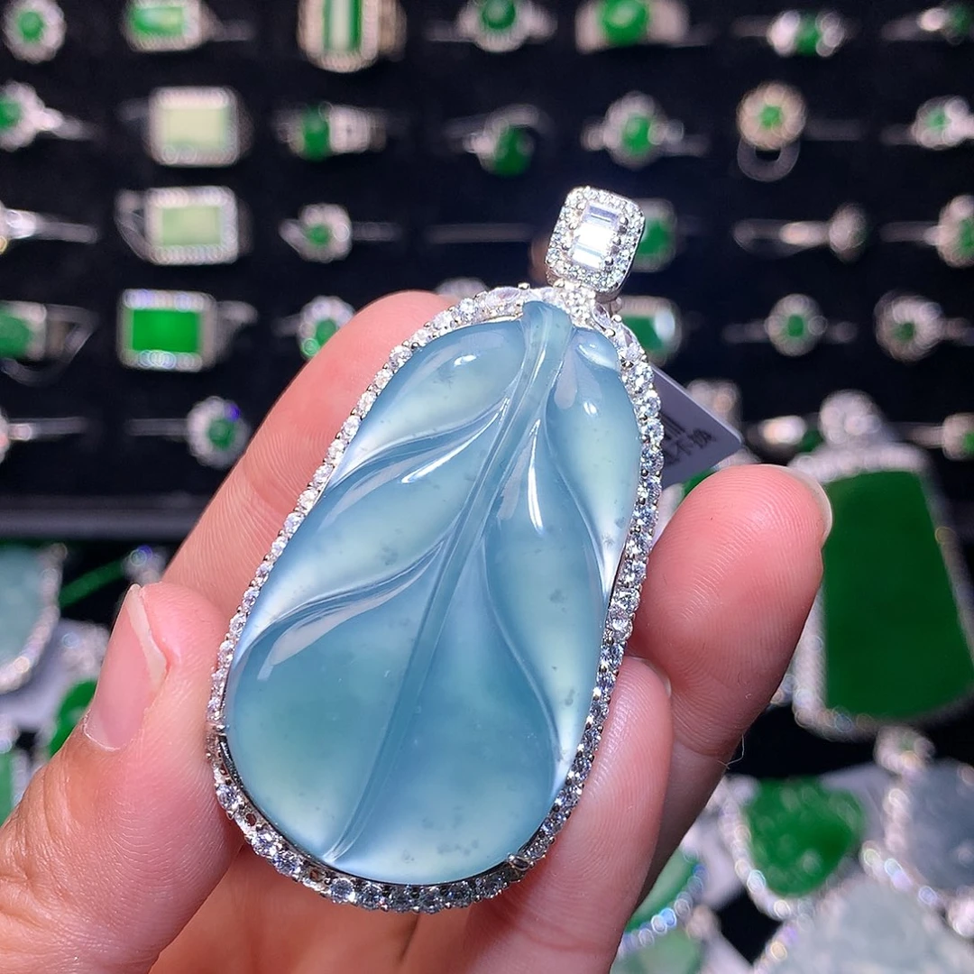 【闪购商品】翡翠银S925镶嵌吊坠(不含链)天然翡翠