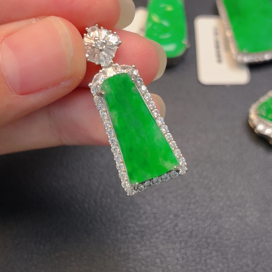 翡翠银S925镶嵌吊坠(不含链)