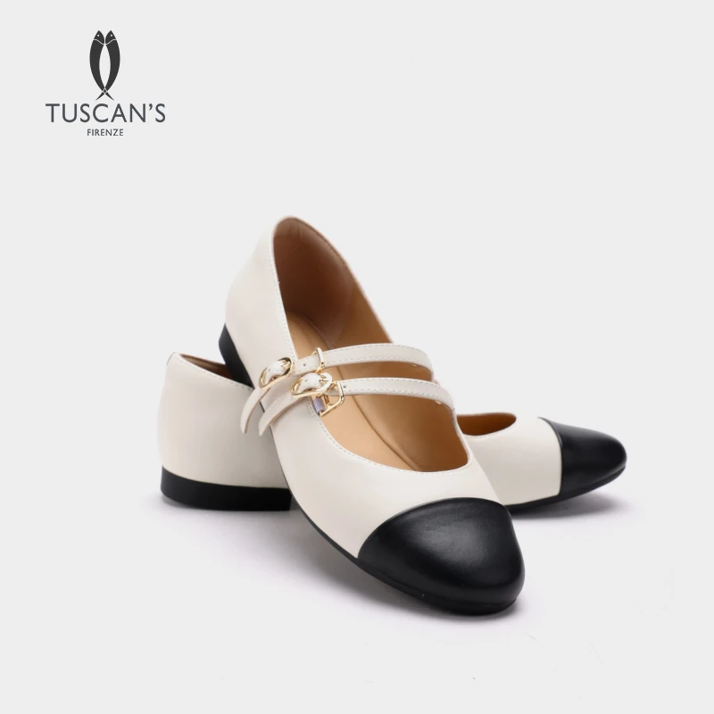 TUSCAN'S新款百搭拼色芭蕾舞鞋玛丽珍透气单鞋时代集团女鞋309