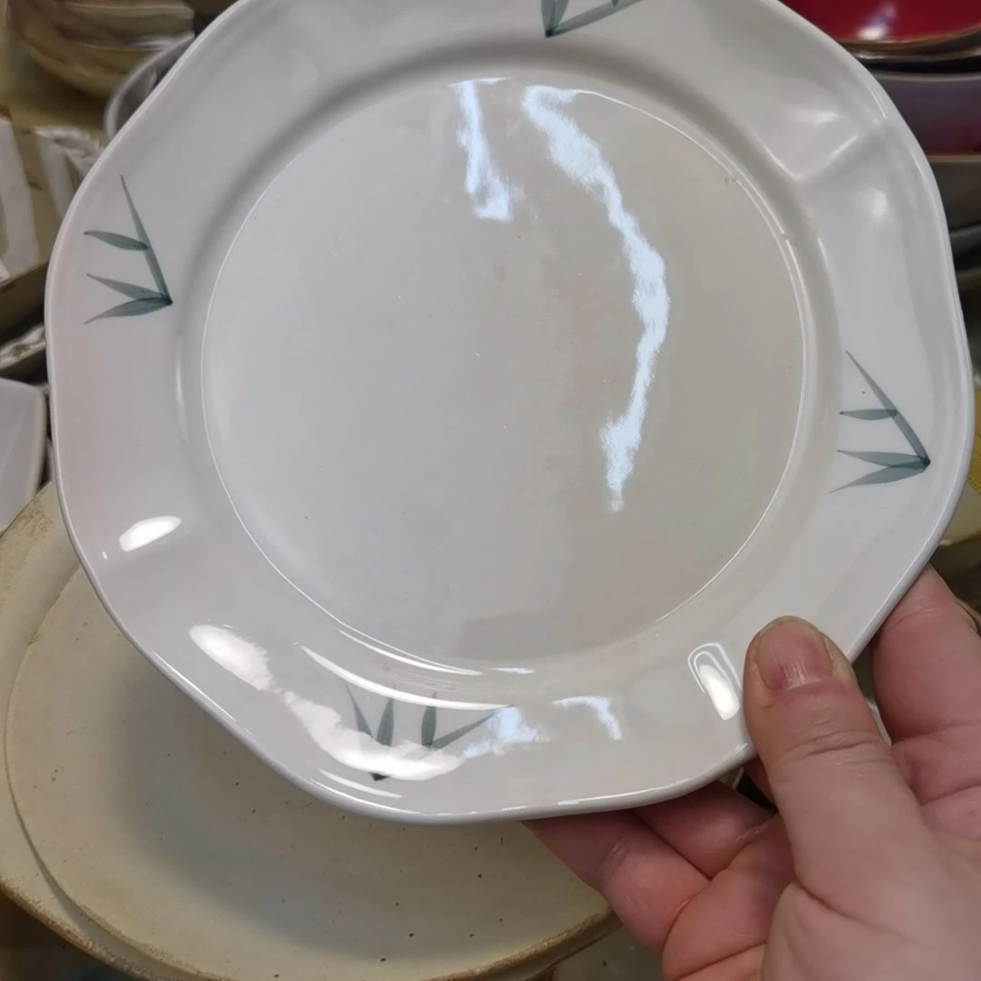 瓷片微瑕竹子系列八寸浅盘三个一组