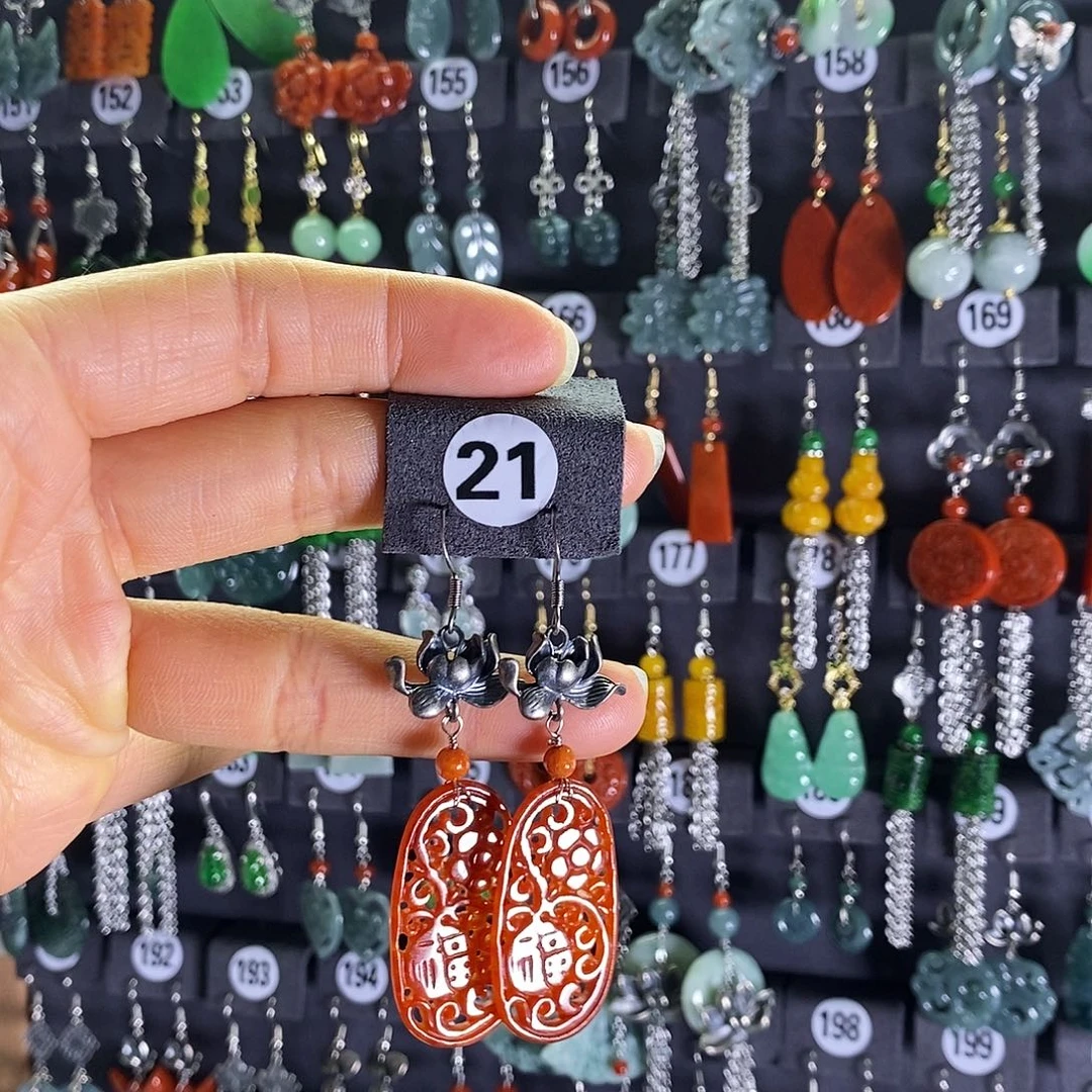 银S925镶嵌翡翠耳饰21