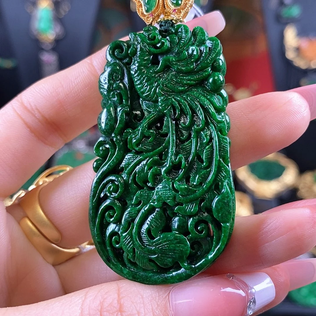 翡翠银S925镶嵌颈饰吊坠