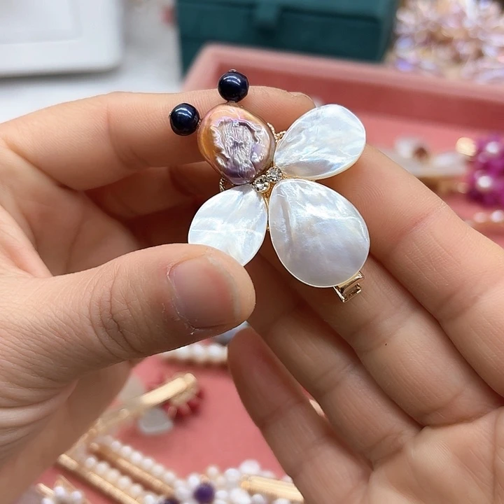 淡水珍珠发饰银S925镶嵌