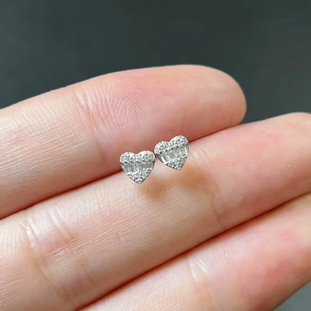 【北野珠宝】18K金天然南非真钻耳钉-B111H-69