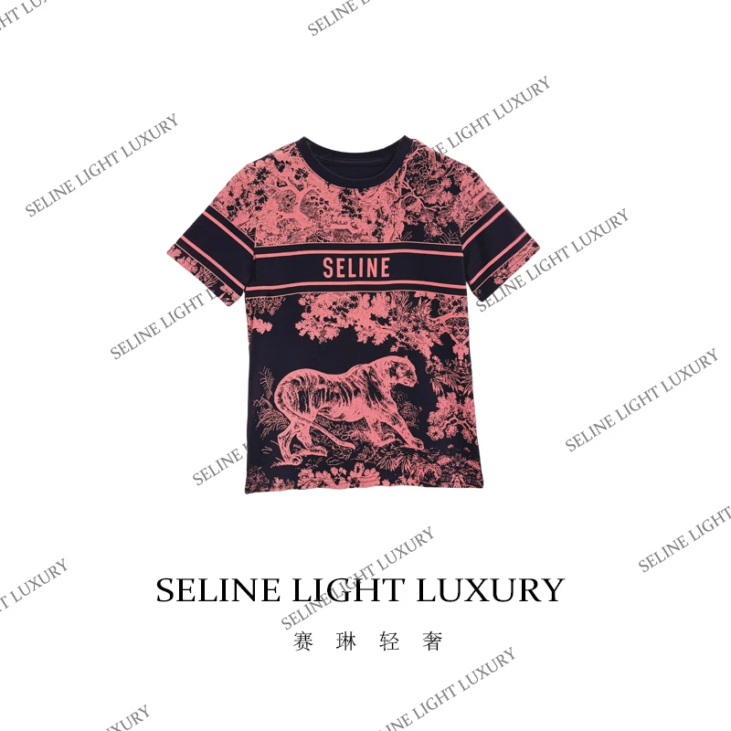 【25C-024】 2025 SELINE 原创轻奢国风印花时尚百搭圆领短袖T恤