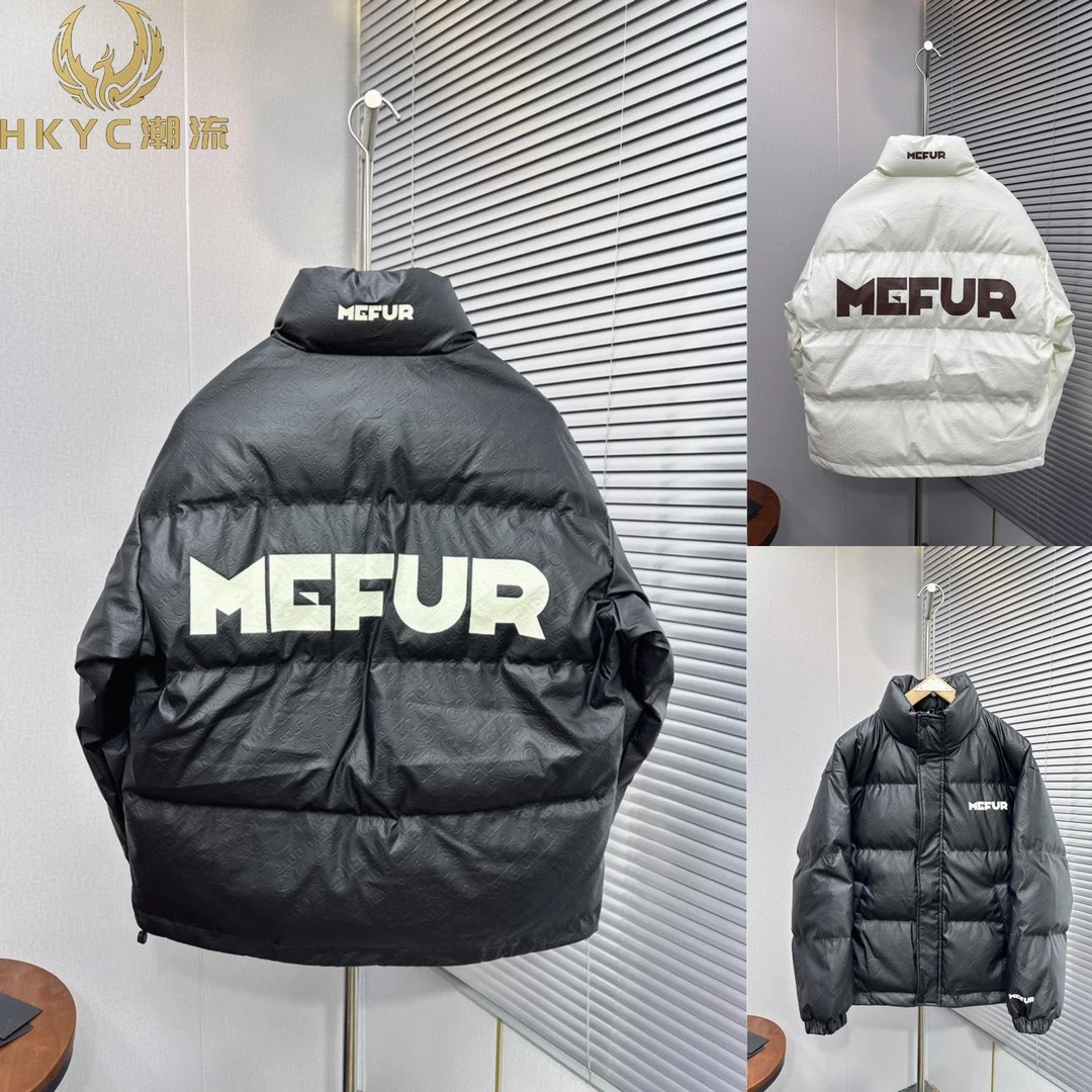 HKYC冬季新款男士立领加厚羽绒服韩版百搭男女同款宽松皮面外套潮