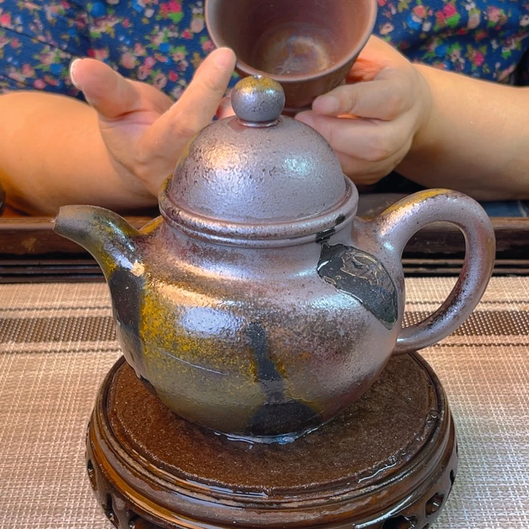 紫砂茶壶底槽清柴烧380cc