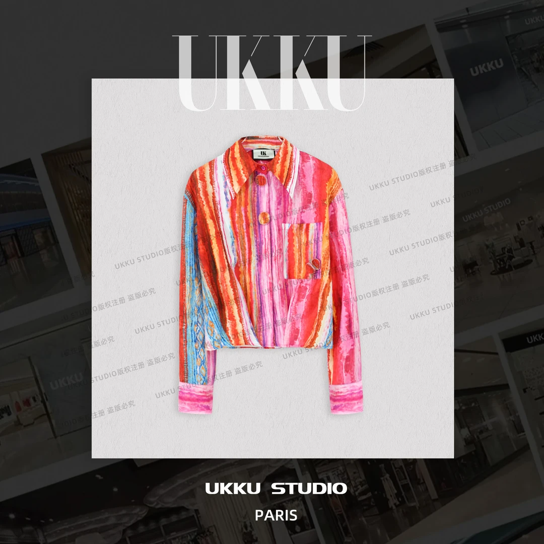 娟【UKKU STUDIO】彩虹上衣INS风薄款衬衫314520