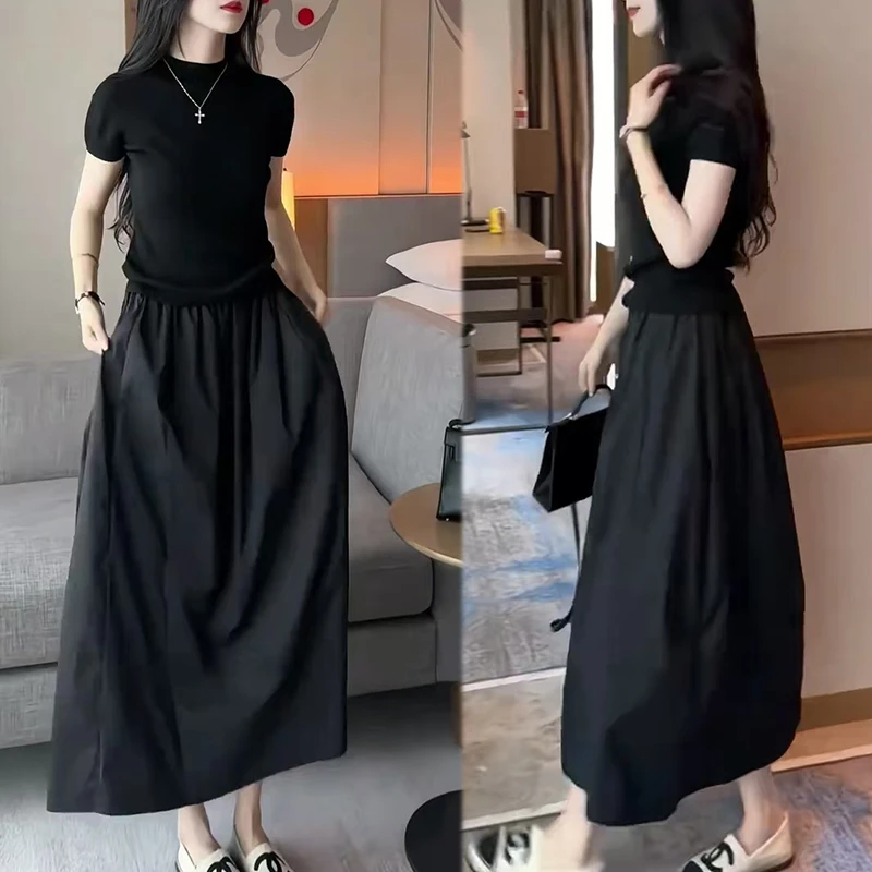 春季半裙爆款a字高级感2025年伞裙黑色裙子长款半身裙女今年流行