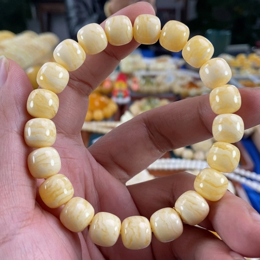 琥珀未镶嵌珠宝奇石11橘虎皮纹同料串18.03