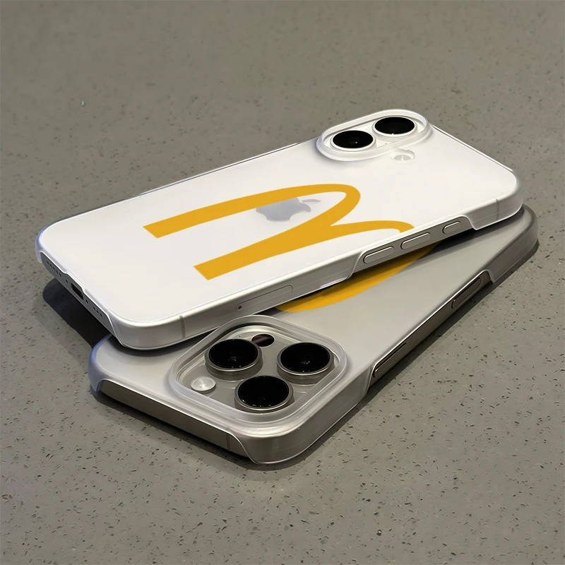 金M字麦当劳PC磨砂硬壳适用苹果16pro手机壳15华为oppo小米13vivo