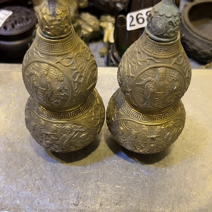 长***树黄铜摆件，文房工艺品摆件