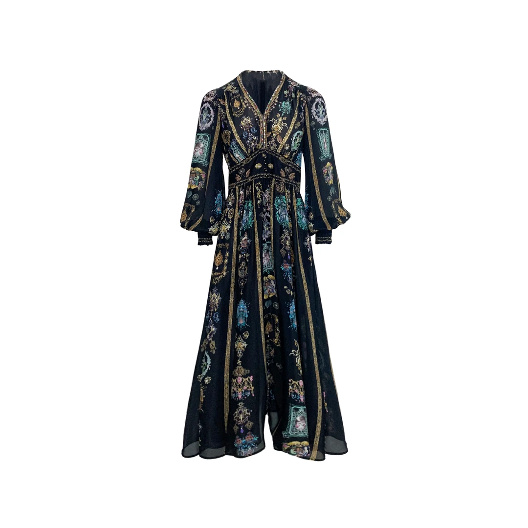 【2025-文文】重磅100桑蚕丝连衣裙Y25C9048-6