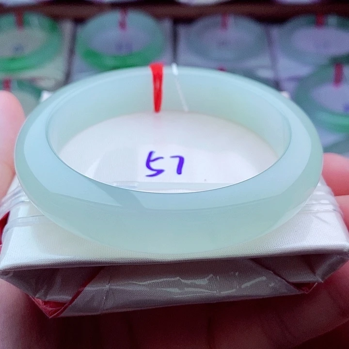 翡翠未镶嵌手镯0596-57圈口 冰晴葡萄肉 冰胶细腻