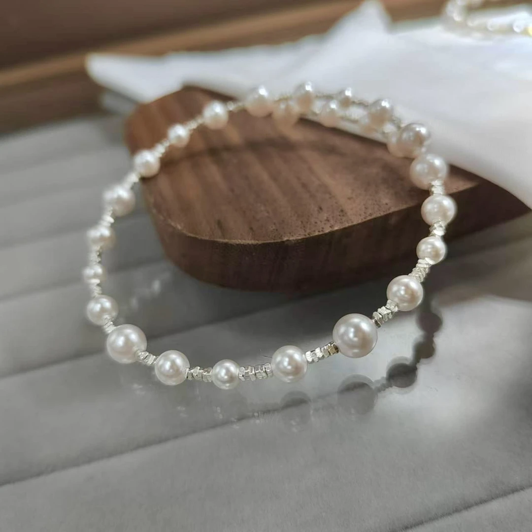 925银手链 2025新款碎银子珍珠手链小众轻奢银手链气质时尚简约