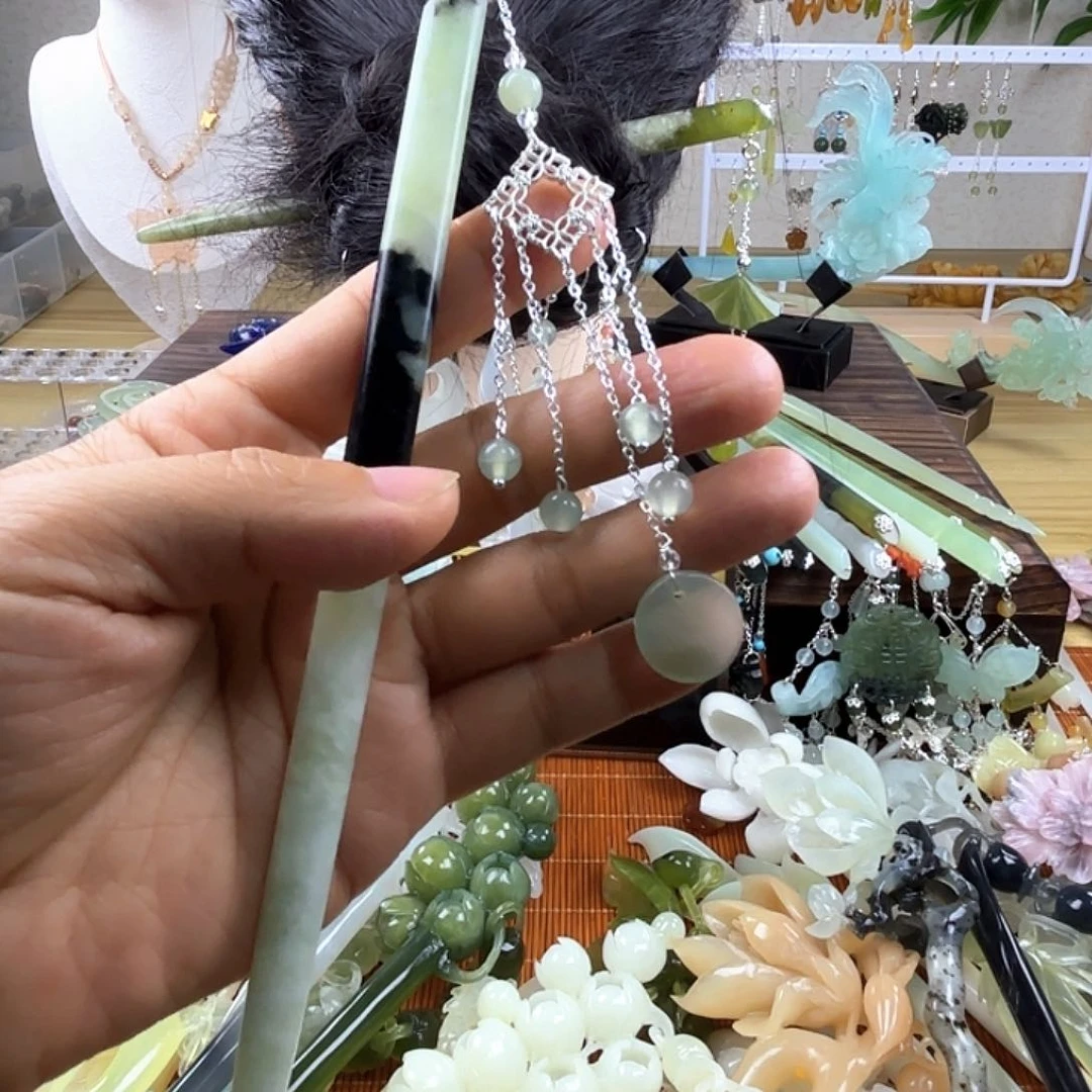 蛇纹石玉合金发饰