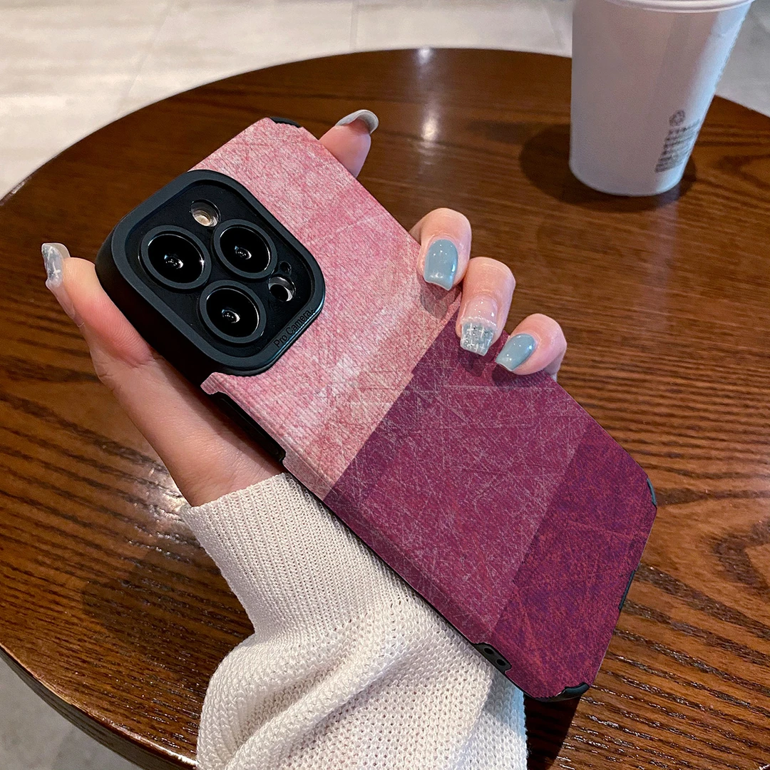 暖色拼接适用苹果17新款iPhone17pro皮纹硅胶16防摔15手机壳X校园