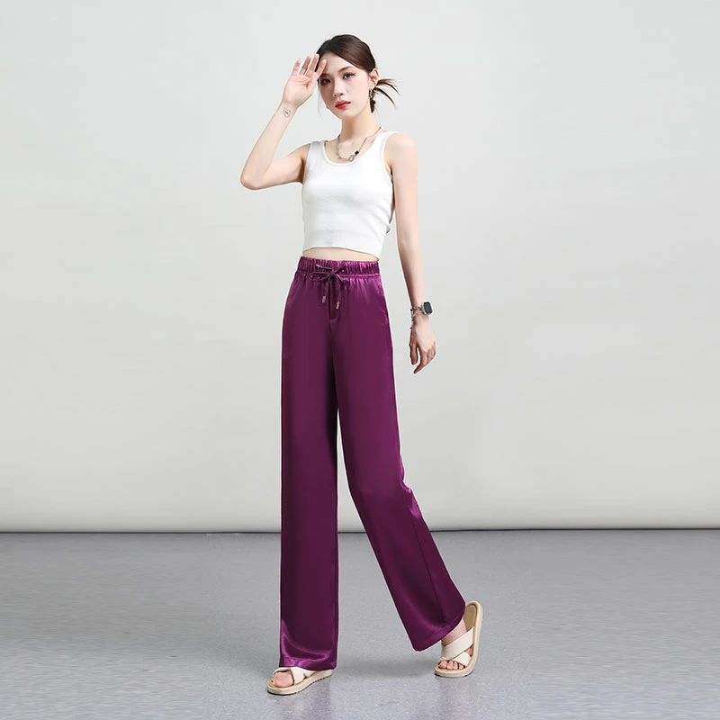 【云朵空调防晒裤】薄款铜氨丝桑蚕丝时尚窄版直筒裤高腰显瘦梧桐裤