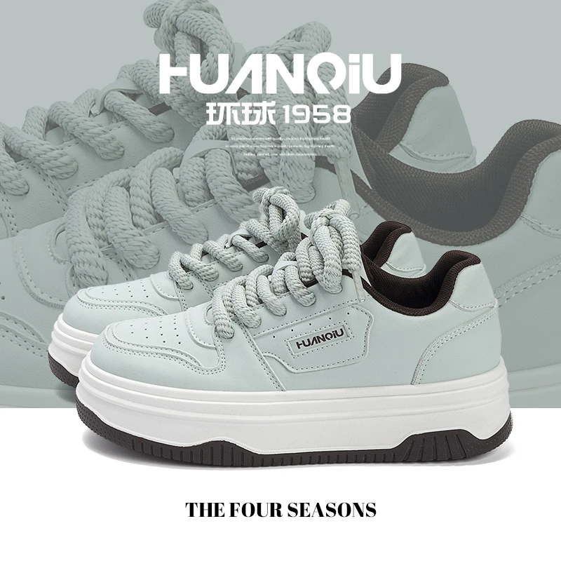 环球百搭板鞋女款春夏2025新款厚底休闲小白鞋学生增高轻便鞋子女