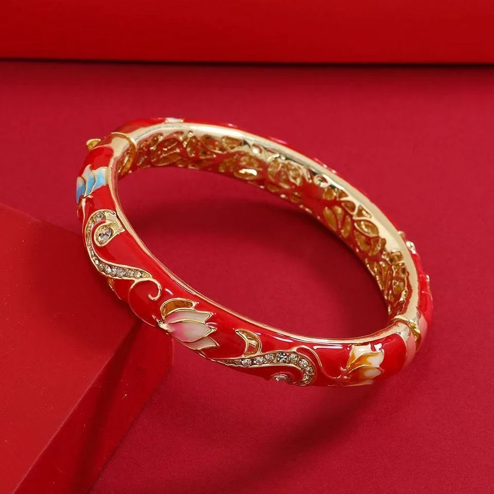铜合金玻璃手镯 【出水芙蓉】S230939手镯手串中国风高级感个性手链