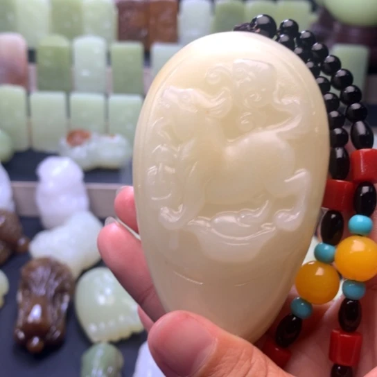 石材方解石手把件