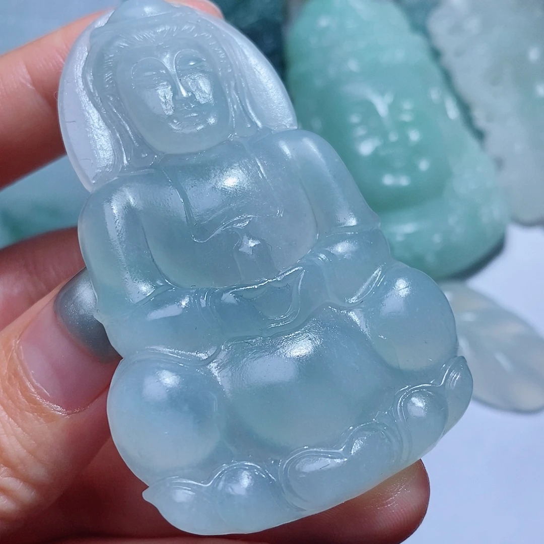 定制翡翠未镶嵌毛货付款后确认抛光