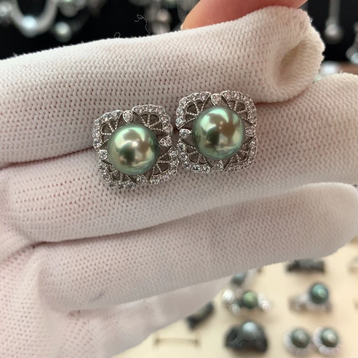 银S925镶嵌耳饰海水珍珠
