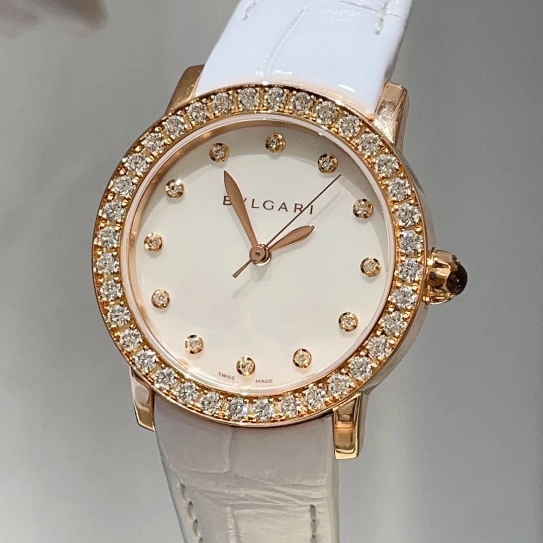 99新 BVLGARI/宝格丽 BB系列102089全玫瑰金33贝母盘自动机械女表