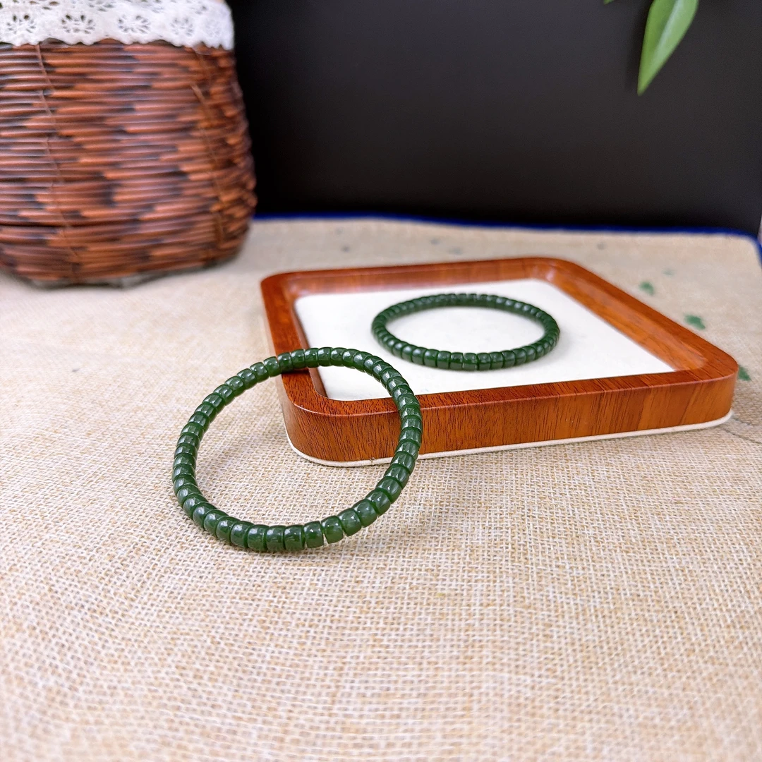 s920 俄料碧玉菠菜绿 老型珠单圈手串 6mm 多样发一