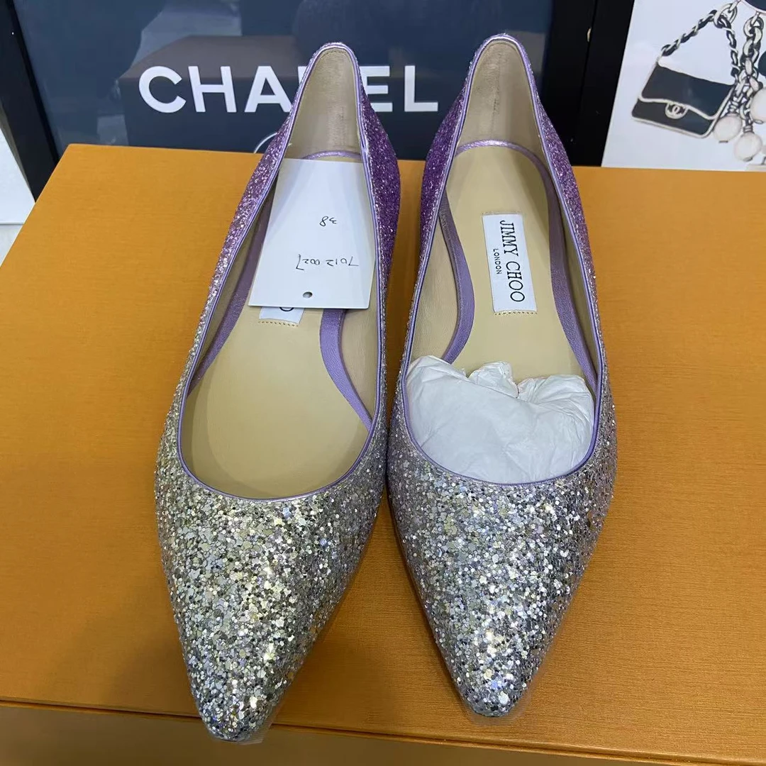 95新 JIMMY CHOO/吉米周 平底鞋38码/70120027