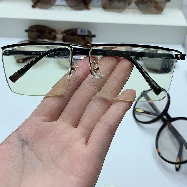 帝王绿竹叶青半框眼镜