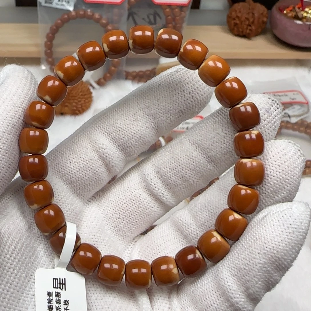 橄榄核手串老挝单圈极限弧反油8.6mm