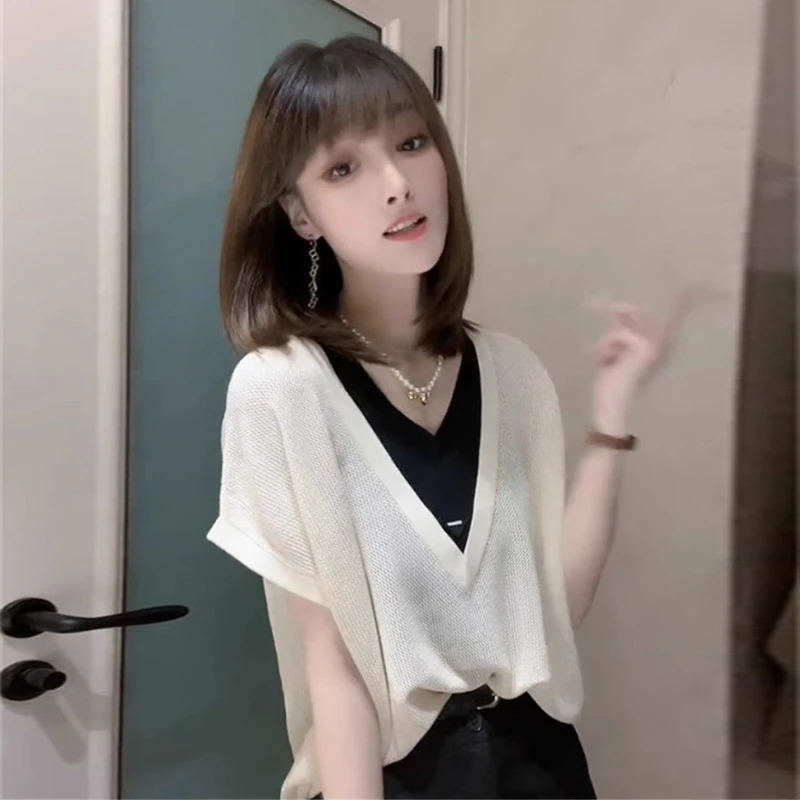 网红洋气炸街女装短袖T恤假两件爆款2026夏季新款高质感时尚炸街
