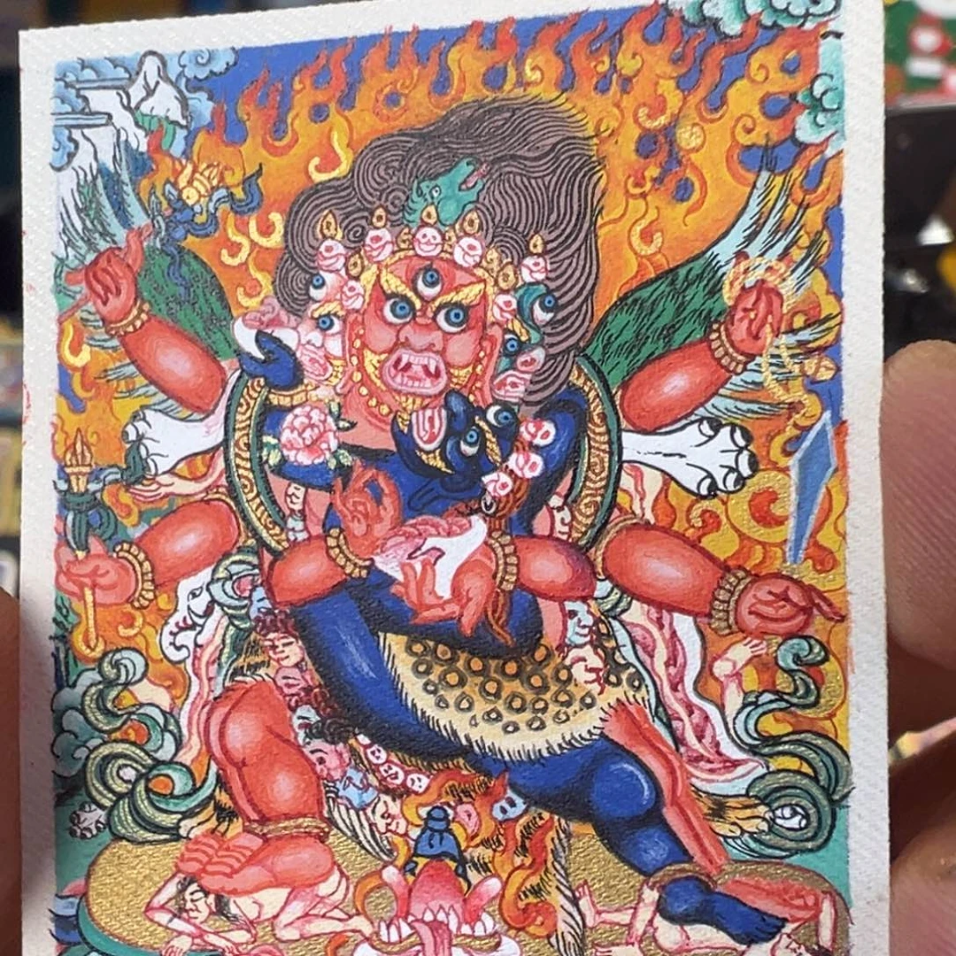 吊坠纯手绘唐卡马头