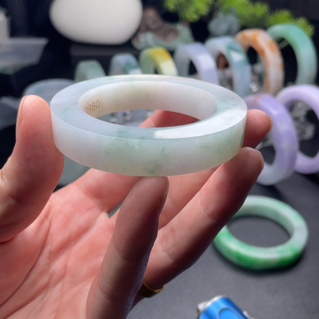 定制翡翠未镶嵌正圈绿飘花49-53