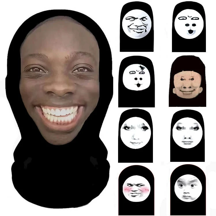 搞怪人脸头套恶搞面具整蛊装扮网纱面罩创意设计
