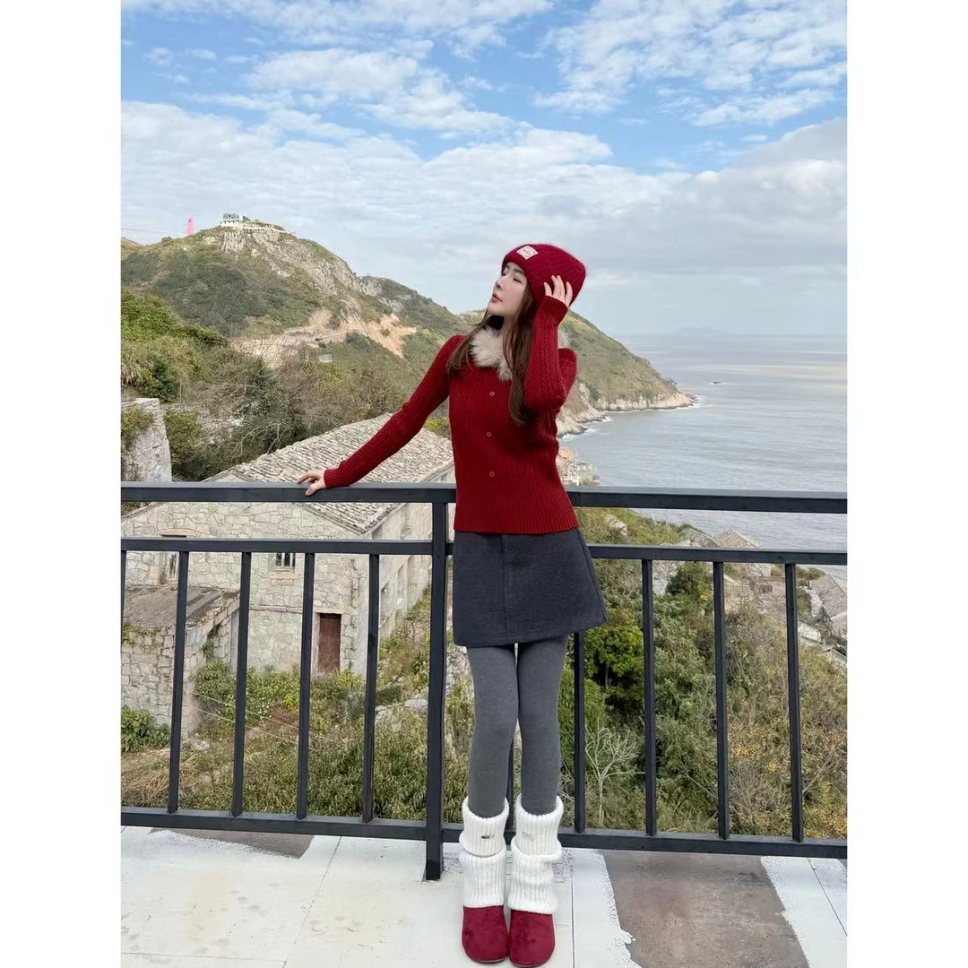 【韩系毛领麻花毛衣】小允姐姐2025新款时尚高级毛衣