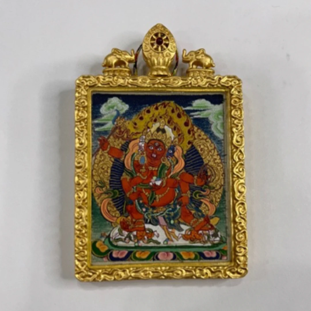 六臂红财神，唐卡，西藏唐卡，纯手绘唐卡，唐卡吊坠